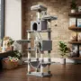 Драскалка за котки Light Gray 206 см – XXL катерушка с 2 къщички, хамак и площадки, снимка 1