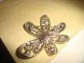 ПОСРЕБРЕНА АРТ НУВО БРОШКА ЦВЕТЕ с ФАСЕТИРАНИ ИСКРЯЩИ ЦИРКОНИ 23770, снимка 6