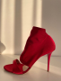 Елегантна червена обувка от стегната материя ( ликра) петата на обувките е подсилена. Тест и преглед, снимка 3