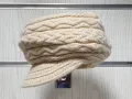 Нова зимна дамска шапка с козирка Ангора в цвят шампанско, снимка 5