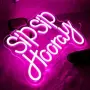 Розов LED неон „Sip Sip Hooray“ за стенна декорация, снимка 2
