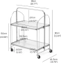 Мобилна сгъваема количка за сервиране, 2-етажна, закалено стъкло 302, снимка 3