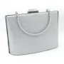 Официална дамска чанта клъч твърда, сребриста с дръжка за ръка, снимка 1