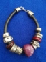 Кожена гривна с метални и керамични елементи, снимка 2