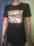 Pachie- права черна тениска, златиста щампа, памук и еластан, снимка 1 - Тениски - 44528059