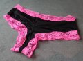M/L луксозни черни бразилиани с розова дантела , снимка 9
