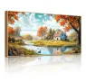 Голяма картина на платно Hyidecorart Селска Вила, 50x100 см, с красива дървена рамка, снимка 1