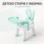 Детско столче с масичка за хранене и игра, ментово, зайче, снимка 3
