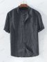 Мъжка едноцветна памучна ленена ежедневна риза с къс ръкав, 5цвята , снимка 4