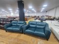 Петролено сини кожени дивани две двойки - естествена кожа, снимка 9
