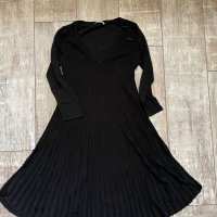 Нова черна ежедневно елегантна рокля рипс рипсена еластична разкроена свободен модел, снимка 2 - Рокли - 42607907