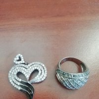 Сребърни колие и пръстен , снимка 1 - Бижутерийни комплекти - 41977433