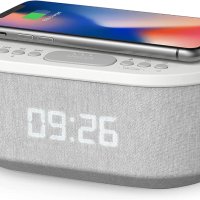 i-box Bedside Radio Alarm Clock with USB Charger, Bluetooth Speaker, QI Wireless Charging, Dual Alar, снимка 1 - Друга електроника - 40884751
