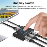8K DisplayPort Switch Splitter 3 Port 1x3 Bi-Directional DP, снимка 3 - Кабели и адаптери - 41763113