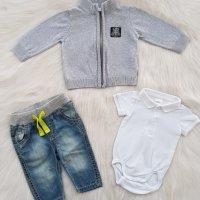 Боди риза H&M дънки и жилетка за бебе 1-2 месеца, снимка 12 - Комплекти за бебе - 42480666