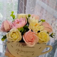 Чаши със сапунени цветя, снимка 3 - Подаръци за жени - 39594456