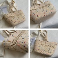 Плетена чанта тип кошница Beige, снимка 4 - Чанти - 41477465