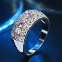 Сребърен пръстен с цирконии и кристали, снимка 4 - Пръстени - 34254097