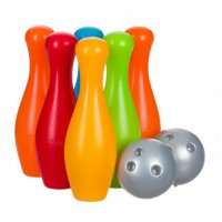 Детски комплект за боулинг с 6 цветни кегли и 2 топки , снимка 1 - Игри и пъзели - 35819623