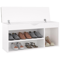Пейка за обувки с възглавница, бяла, 104x30x49 см, ПДЧ , снимка 7 - Шкафове - 44829234