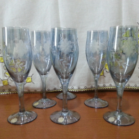 Ретро стъклени чаши цветно стъкло , снимка 1 - Антикварни и старинни предмети - 44810483