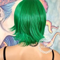 Къс Емо / Косплей Модел Перука в Зелен Цвят с Бретон КОД 8799, снимка 7 - Аксесоари за коса - 40055954