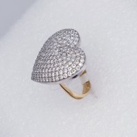 Златен пръстен 2 в 1 и медальон  сърце -14К, снимка 4 - Пръстени - 38695516
