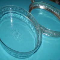 Винтидж елипсовидна  фруктиера метал с оригинално стъкло, снимка 2 - Други ценни предмети - 38848266