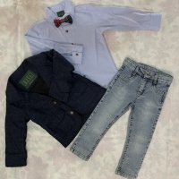 Комплект от сако, риза с папийонка и дънки, снимка 2 - Детски комплекти - 41291588
