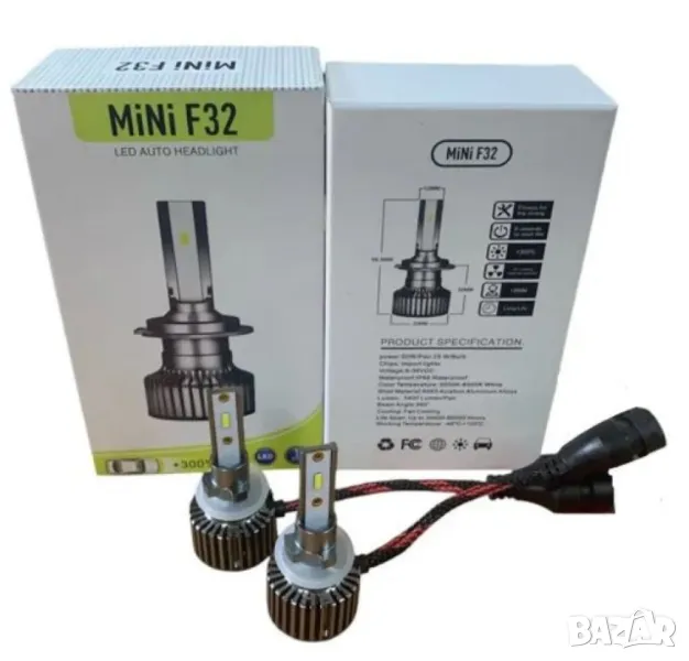 LED крушки F32 MINI - Н27 за фарове 12V – 2 бр., снимка 1