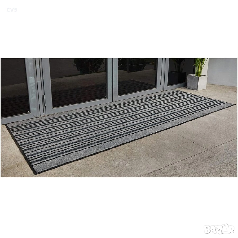 Изтривалка за врати AmazonBasics, 120 x 300 см, Против хлъзгане, Сива на ивици, снимка 1