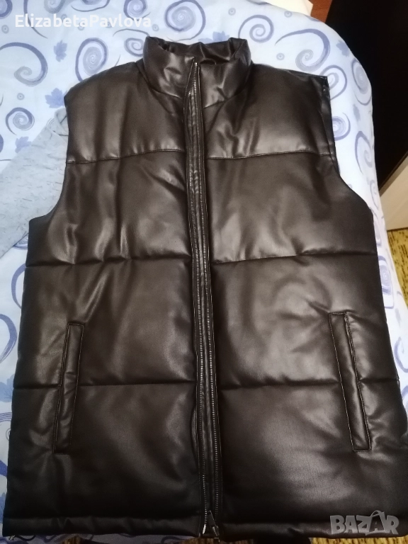 Нов мъжки кожен зимен елек размер М, снимка 1