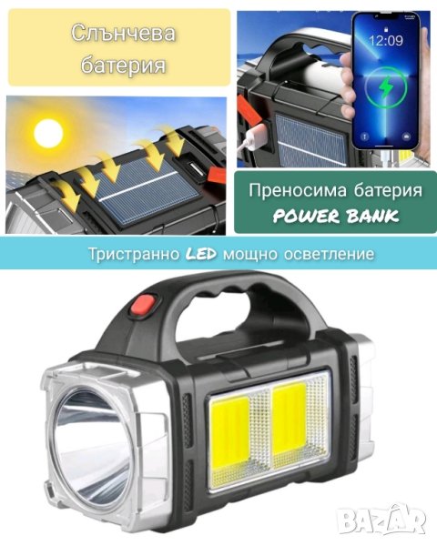 Къмпинг прожектор Power bank със слънчева батерия , снимка 1