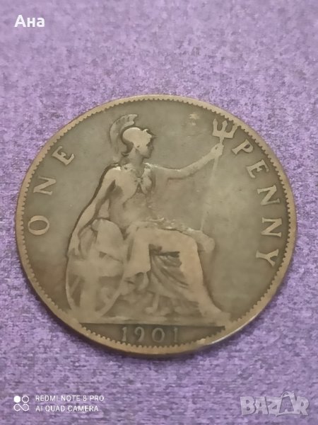 1 пени 1901 г Кралица Виктория, снимка 1