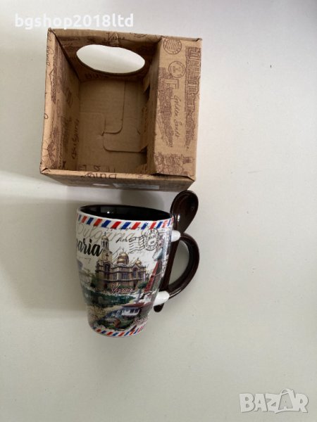 Керамична чаша с лъжичка - България, снимка 1