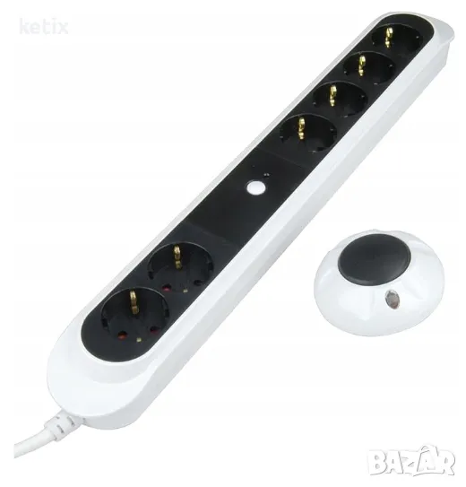 Разклонител UNITEC с безжичен крачен превключвател,6 гнезда,1,5м, снимка 1