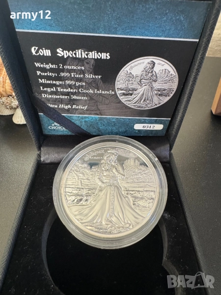 Сребърна монета 2oz., снимка 1