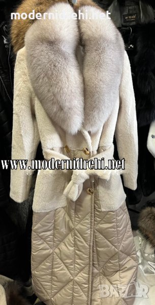 Дамско луксозно палто кашмир вълна и лисица код 199, снимка 1