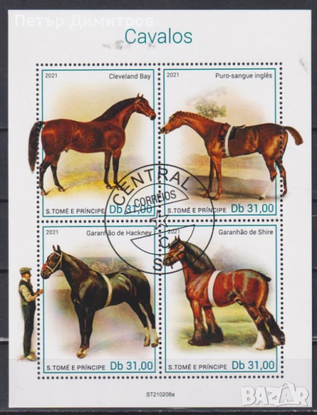 Клеймован блок Фауна Коне 2021 от Сао Томе и Принсипи, снимка 1