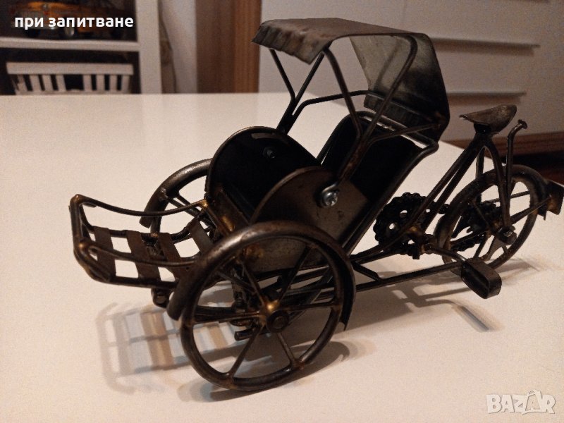 Автентична метална миниатюра на рикша, снимка 1