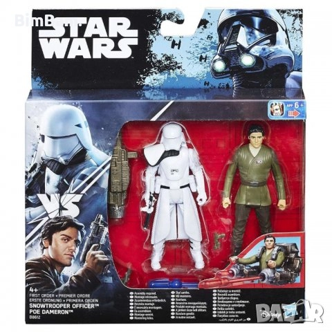 Комплект фигурки Star Wars First Order Snowtrooper Officer & Poe Dameron / Deluxe Pack, снимка 1