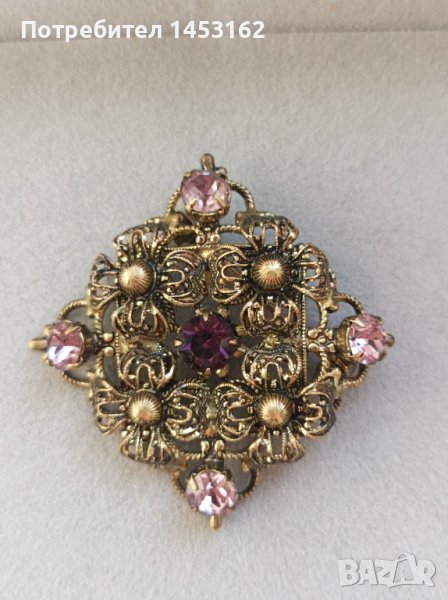 Старинна чешка брошка с кристали , снимка 1
