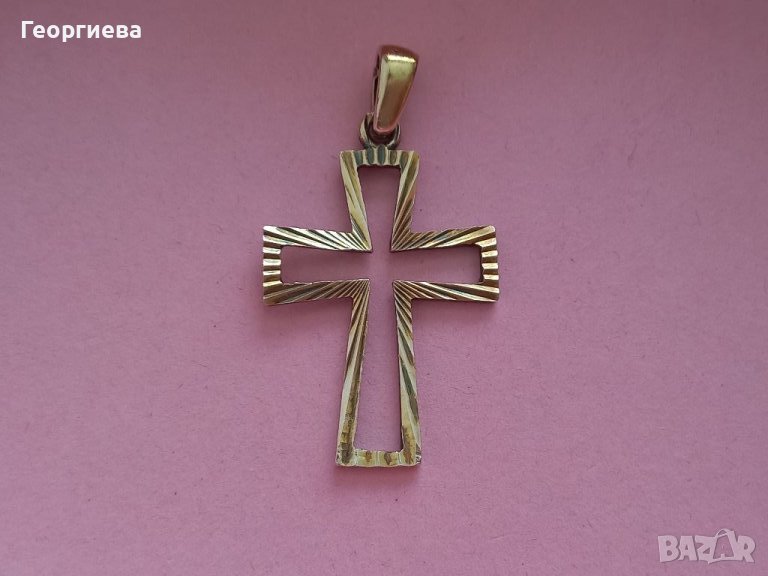 Сребърен кръст с позлата , снимка 1