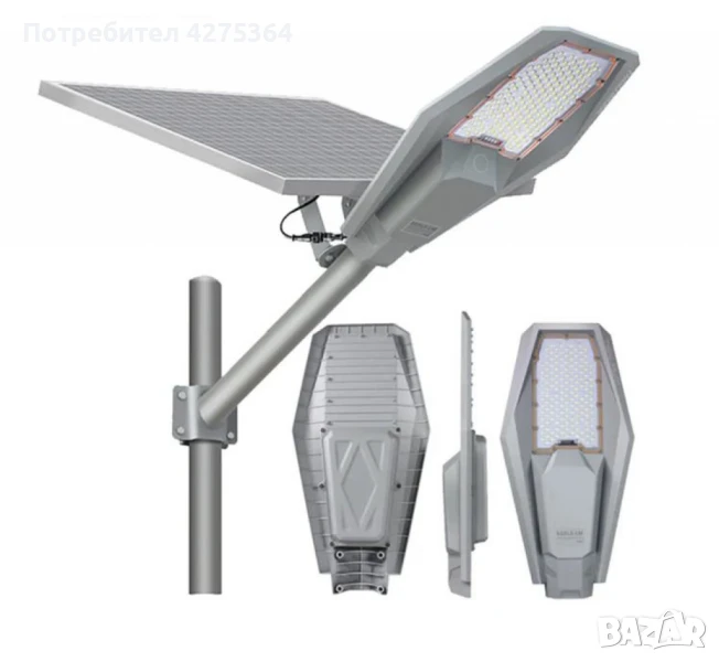 Соларна улична лампа с дистанционно управление – 200/300W, 6400K, снимка 1