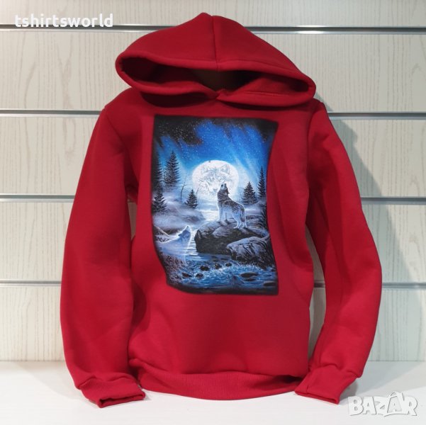 Нов детски суичър с дигитален печат Вълк, Пълнолуние, Серия вълци, снимка 1