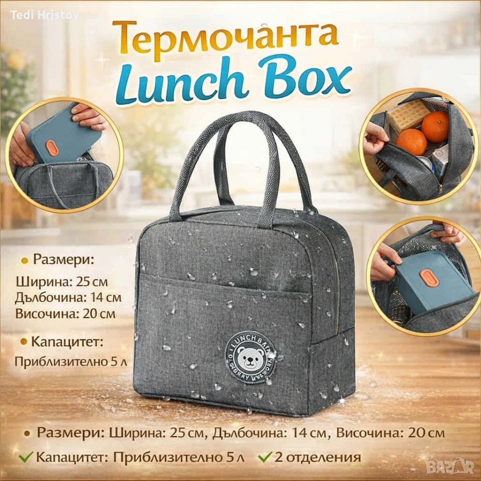 Термочанта Lunch Box – Идеалният избор за обяд, пикник и пътуване!, снимка 1