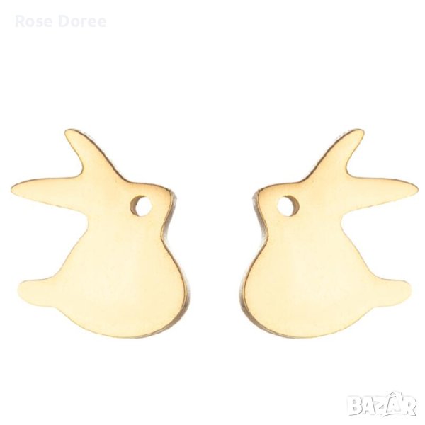 RD 443 Пухкаво Зайче в златисто заек зайче медицинска стомана безплатна доставка подарък, снимка 1