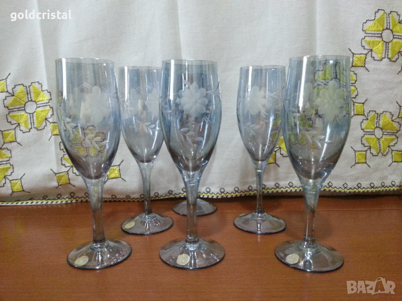 Ретро стъклени чаши цветно стъкло , снимка 1