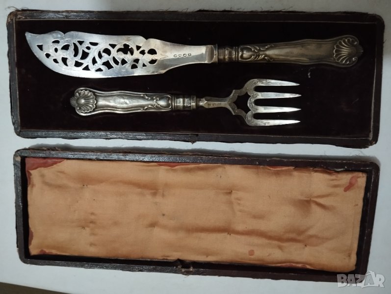Посребрени месингови прибори арт деко, снимка 1