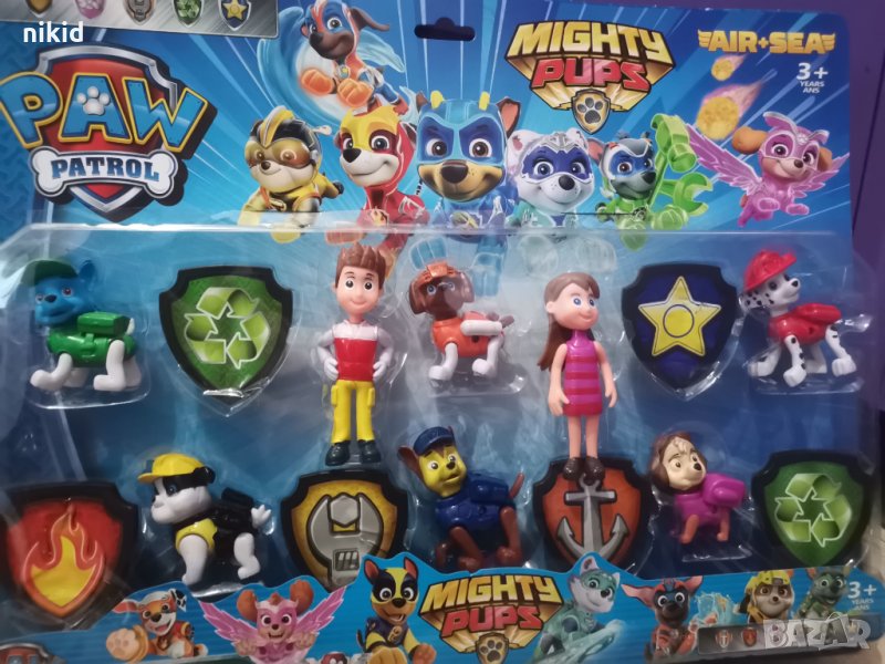 6 кучета 2 човечета и значки Пес Патрул Paw Pes Patrol Райдър пластмасови играчки фигурки кученца, снимка 1